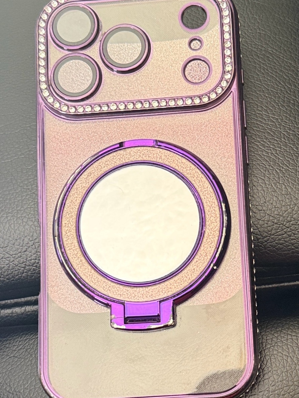 Purple Glitter Phone Case with Ring Holder for iphone 17
